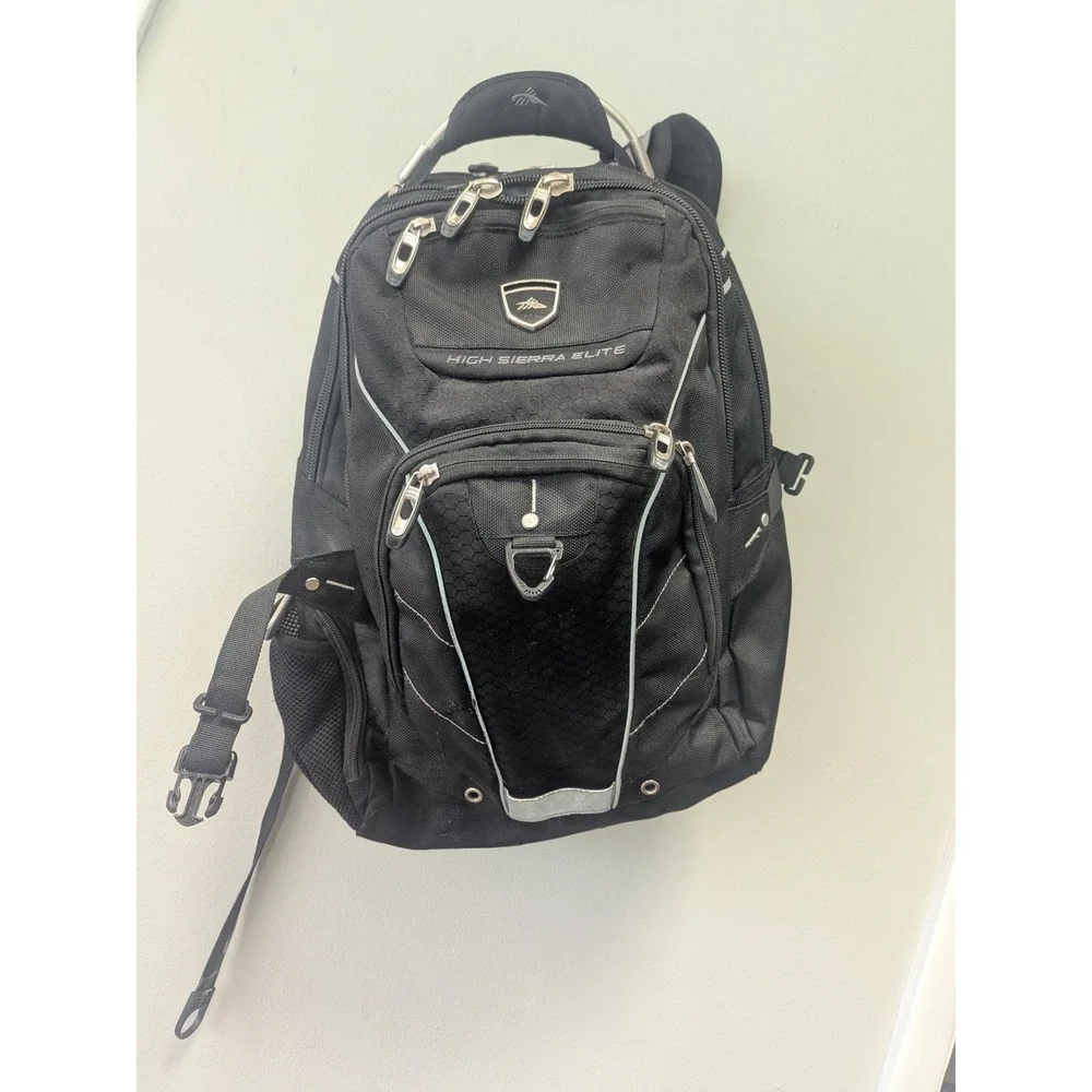 High Sierra Backpack Padded Black Book Travel Work School Camping Bag